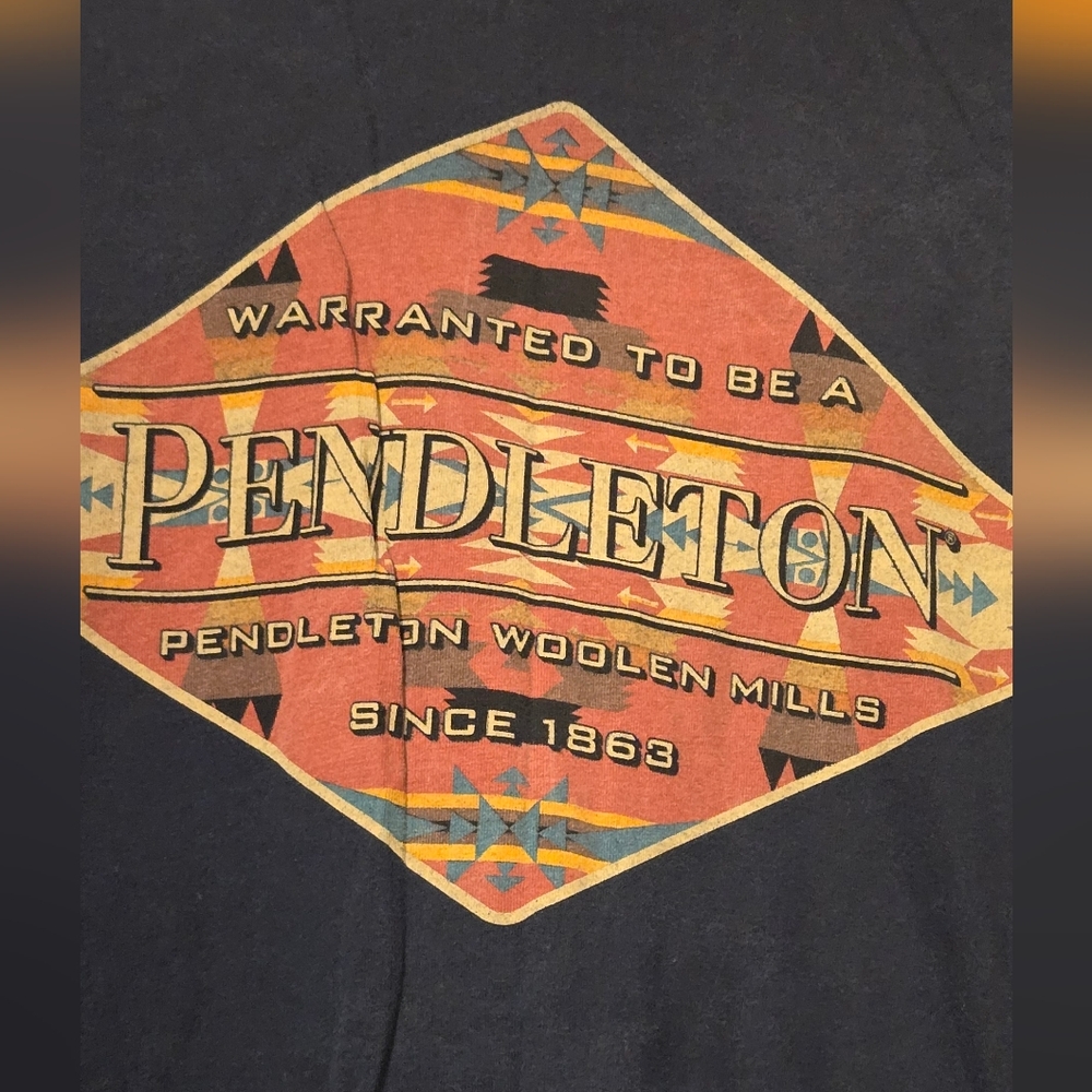 Pendleton Navy Tee with Gold Logo - Short Sleeve SzL - Picture 7 of 7